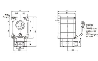 60mm 60W Brushless DC Right Angle Gearmotor